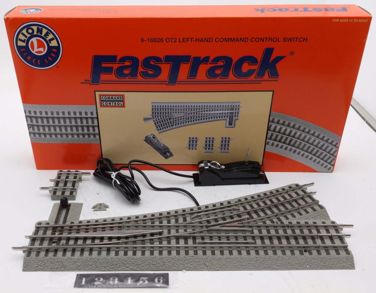 Lionel 6-16826 O72 FasTrack Command Control Left Hand Switch Turnout EX/Box