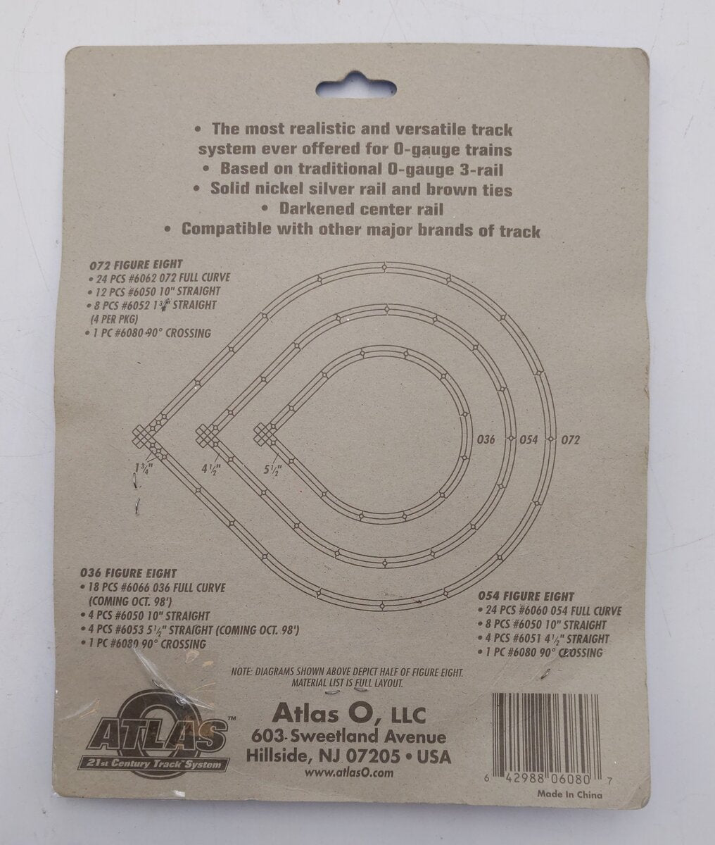 Atlas 6080 O Gauge 90° Nickel Silver Track Crossing Custom Supreme MT/Box