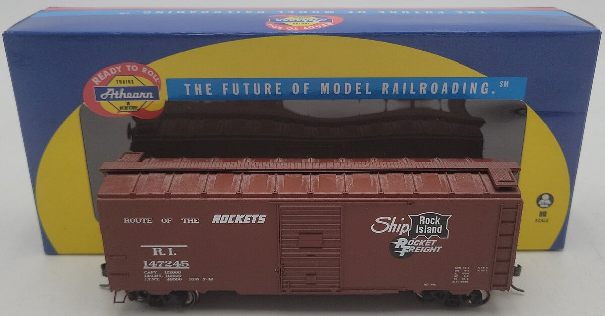 Athearn 70075 HO Scale Rock Island Boxcar #147245 EX/Box