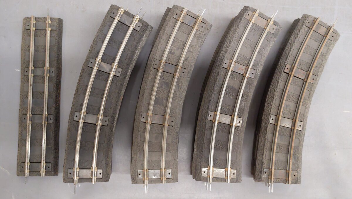 S Scale Curved & Straight Tinplate Track w/ Rubber Roadbed [20] VG