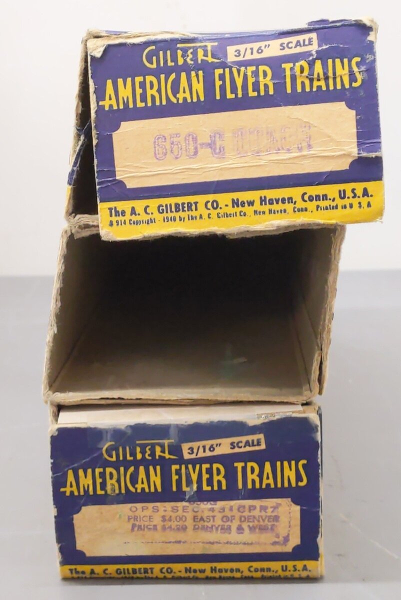 American Flyer Vintage S Gauge Passenger Cars #650,651,650 [3] VG/Box