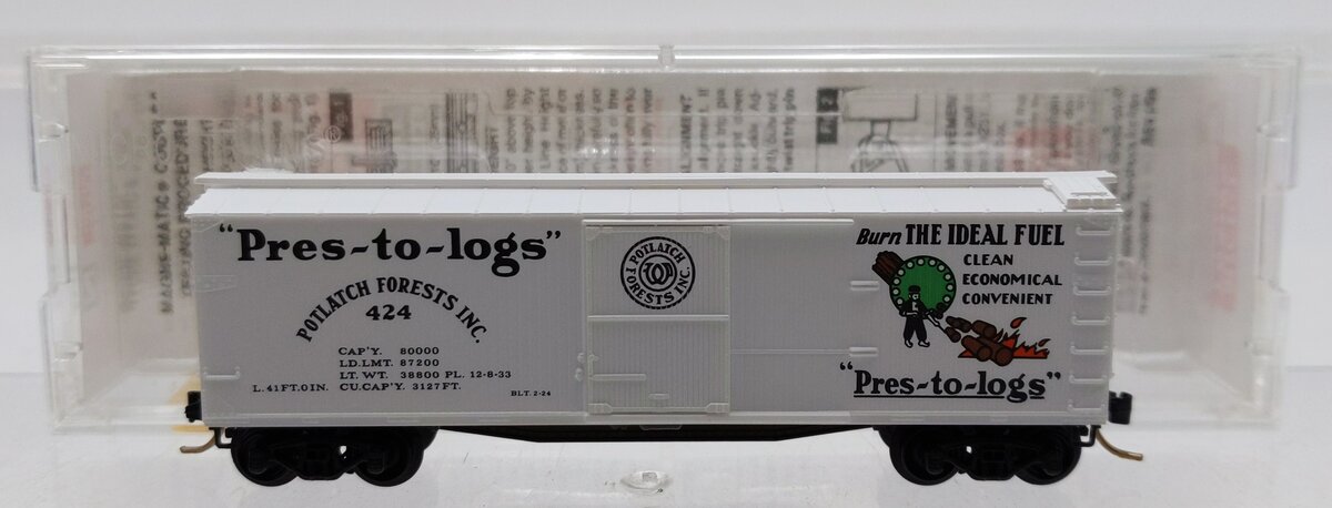 Micro-Trains 04200060 N Scale Potlatch Lumber Co. 40' Wood Boxcar #424 EX/Box