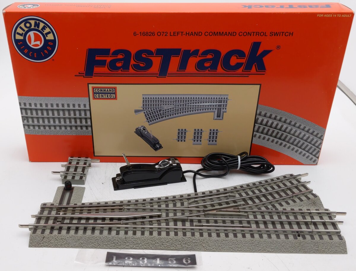 Lionel 6-16826 O72 FasTrack Command Control Left Hand Switch Turnout EX/Box