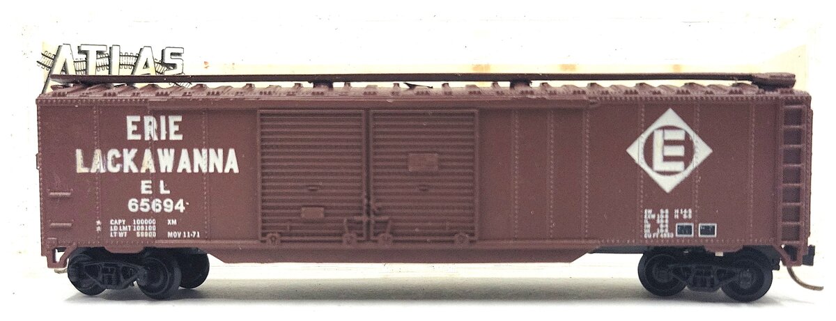 Atlas 3629 N Scale Erie Lackawanna 50' Double Door Boxcar #65694 LN/Box