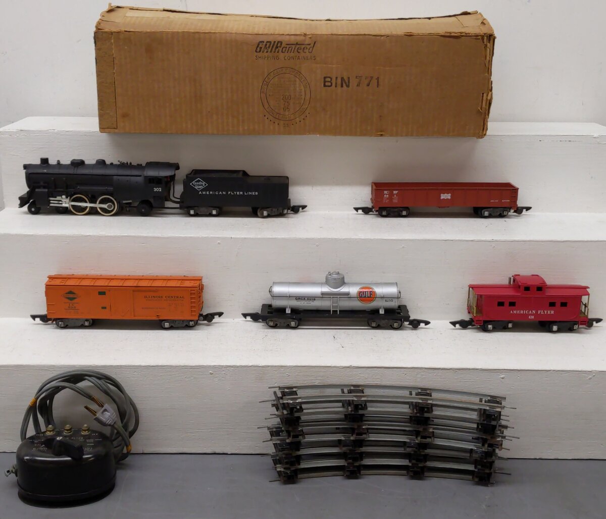 American Flyer 5312T Vintage S Gauge "The Black Diamond" Steam Freight Set VG/Box