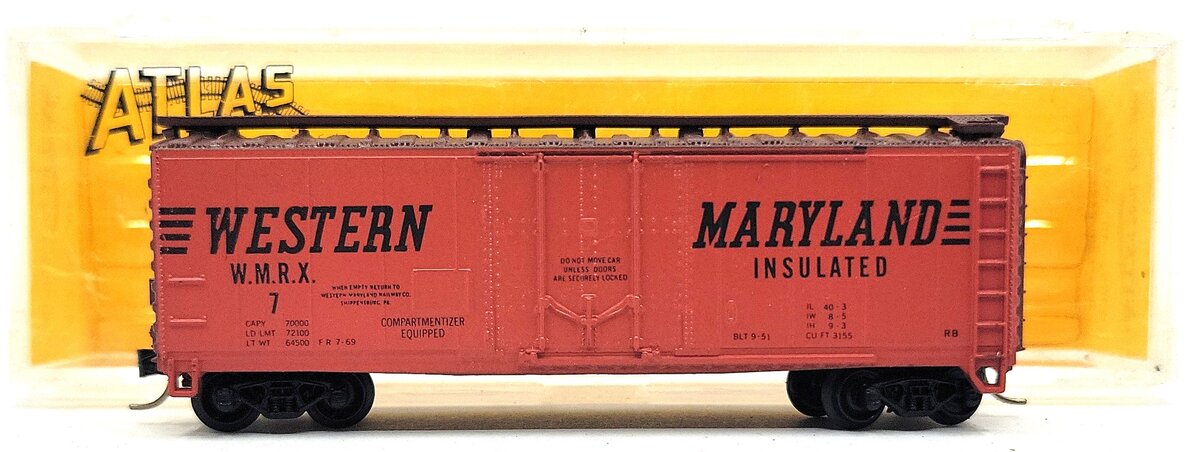 Atlas 3305 N Scale Western Maryland 40' Boxcar LN/Box