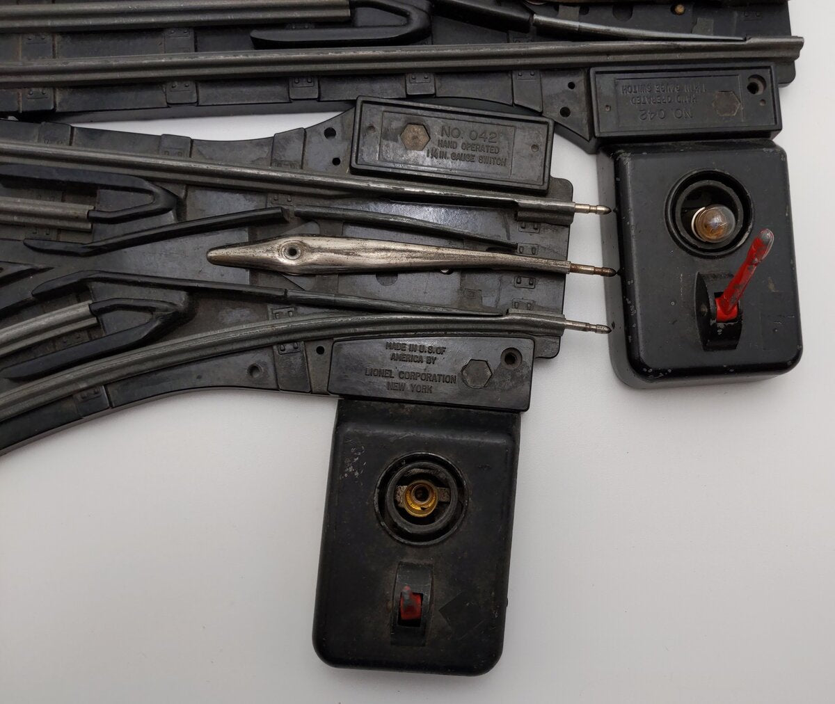 Lionel 042 O Gauge LH/RH Postwar Manual Control Switches (4) VG