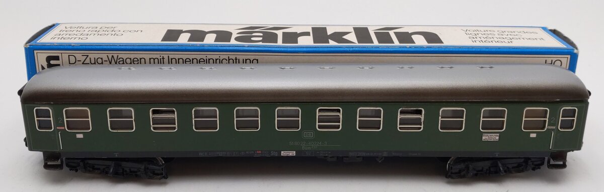 Marklin 4052 HO DB 2nd Class Green Express Coach EX/Box