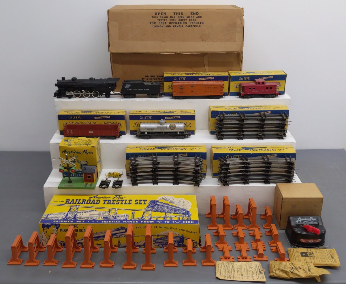 American Flyer K5412T Vintage S Arrow Steam Freight Set: 287, 941, 923, 925, 938 VG/Box