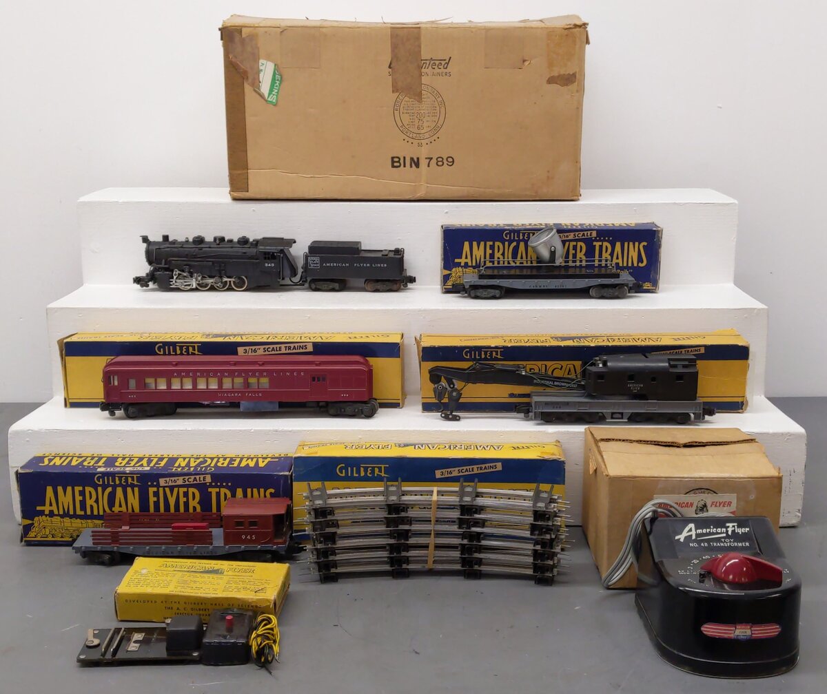 American Flyer K5440T Vintage S Yard King Steam Work Set: 343 953R 934 944 945 VG/Box