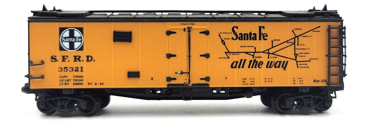 Tex-N-Rails 35321 N Scale S.F.R.D "Santa Fe All The Way" Reefer Car EX/Box