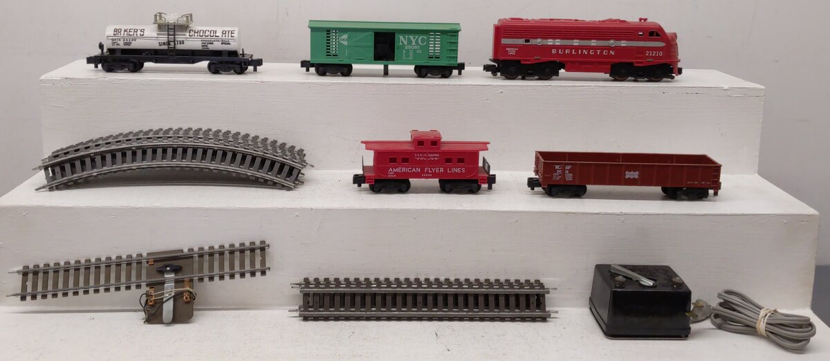 American Flyer 20715 S Vintage The Rocket Train Set: 21210/24330/24126/25081 VG/Box