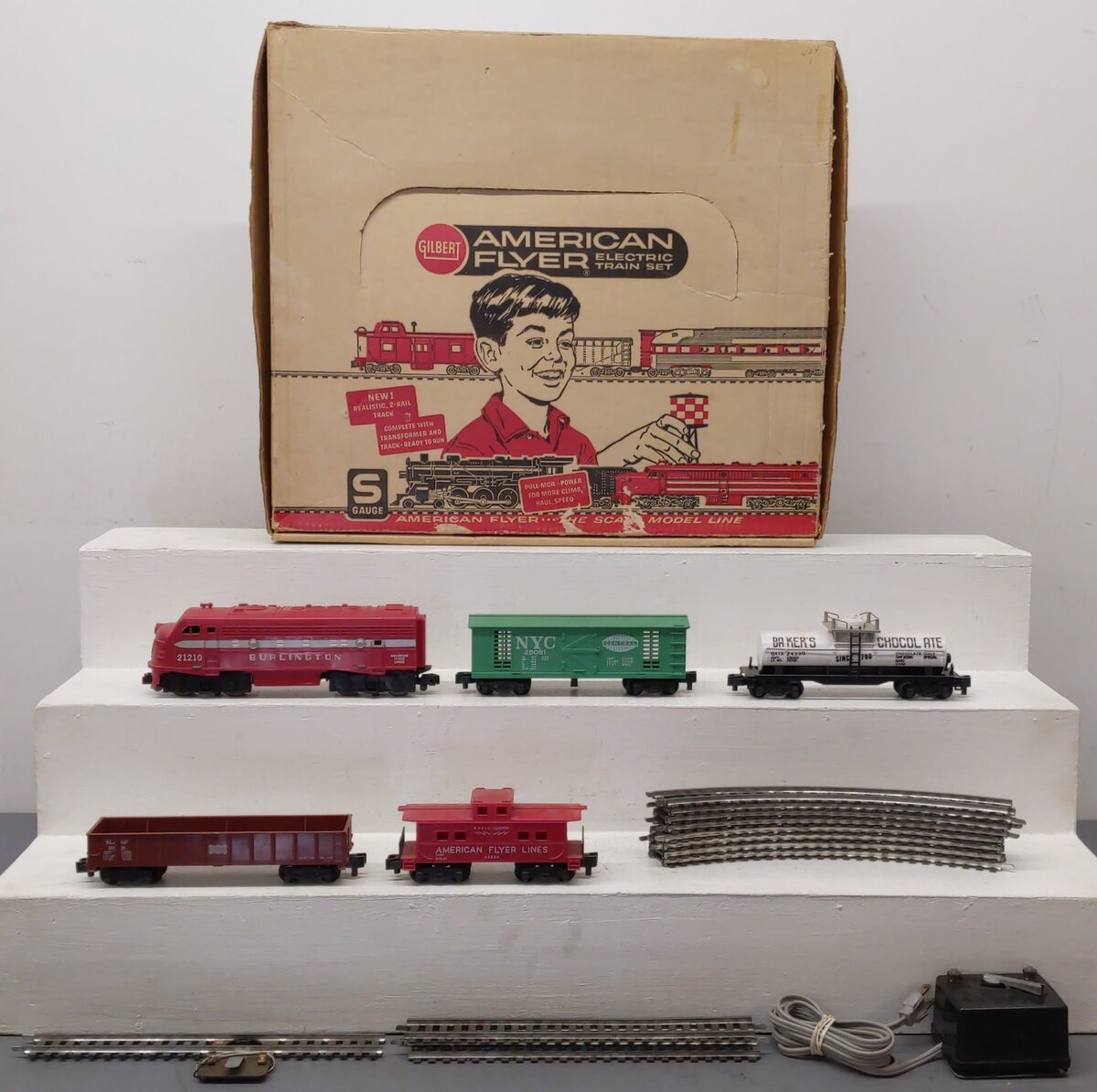 American Flyer 20715 S Vintage The Rocket Train Set: 21210/24330/24126/25081 VG/Box
