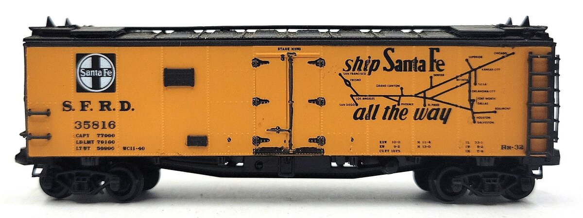 Tex-N-Rails 35816 N Scale Sata Fe "Super Chief" Refrigerator Car EX/Box