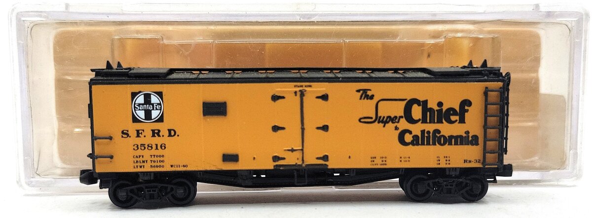 Tex-N-Rails 35816 N Scale Sata Fe "Super Chief" Refrigerator Car EX/Box