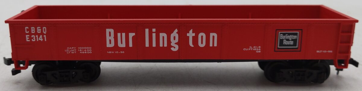 Bachmann 0941 HO Scale Train Red Burlington 42' Gondola Car Road # E3141 EX/Box