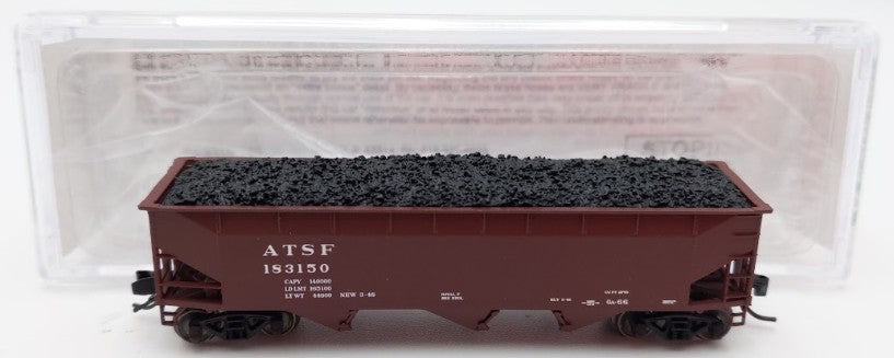 Bluford Shops BLU15-08 N Scale Santa Fe 3-Bay Offset Side Hopper Car #183150 LN/Box