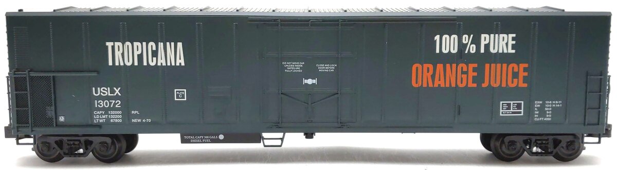 Weaver U12022LD O Gauge Tropicana 57' Mechanical Reefer Car #13072 EX