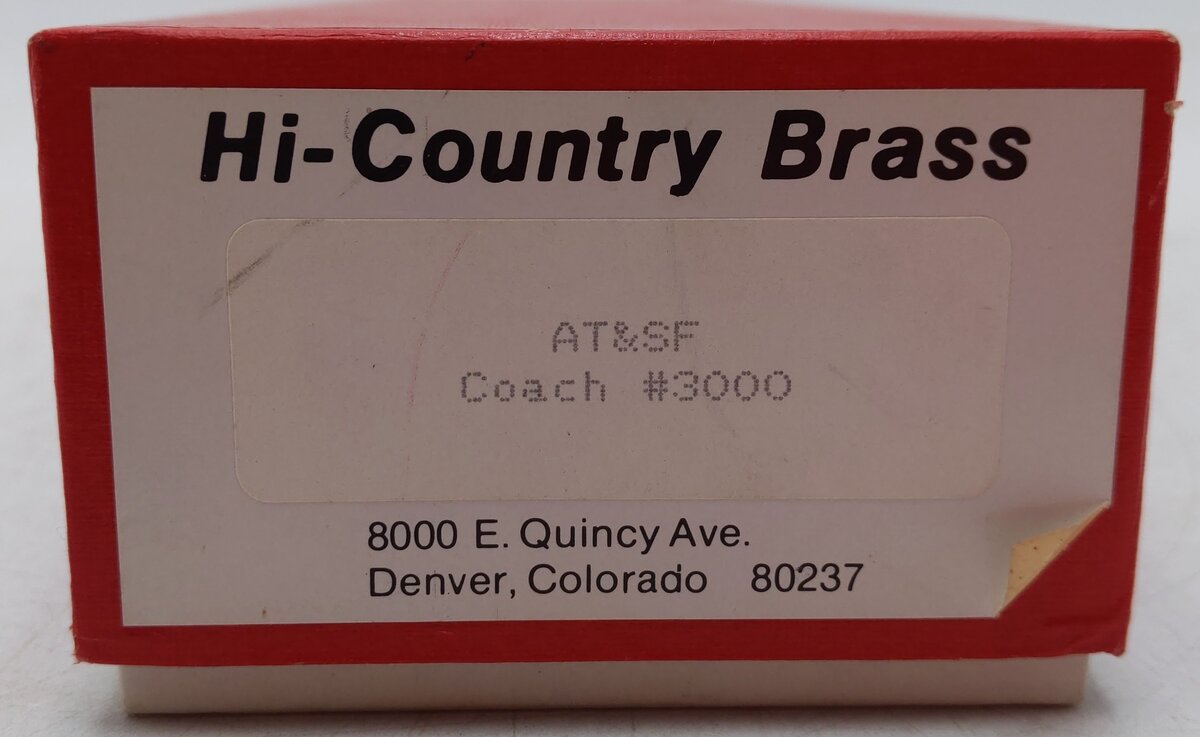 HI Country 3000 Brass HO Scale Custom Painted Santa Fe Coach #3348/Box
