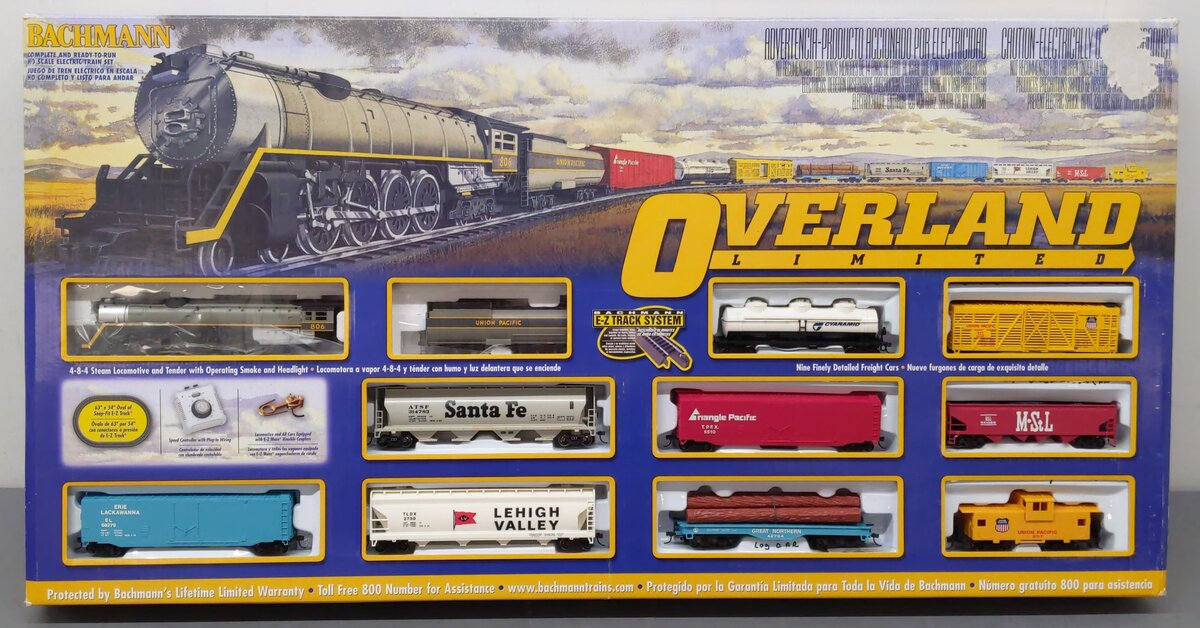 Bachmann 00614 HO Scale Union Pacific Overland Limited Steam Train Set EX/Box