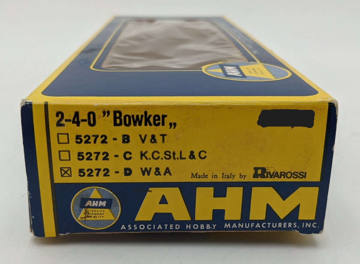 AHM 5272 HO Scale Western & Atlantic 2-4-0 Bowker Steam Locomotive w/ Tender LN/Box