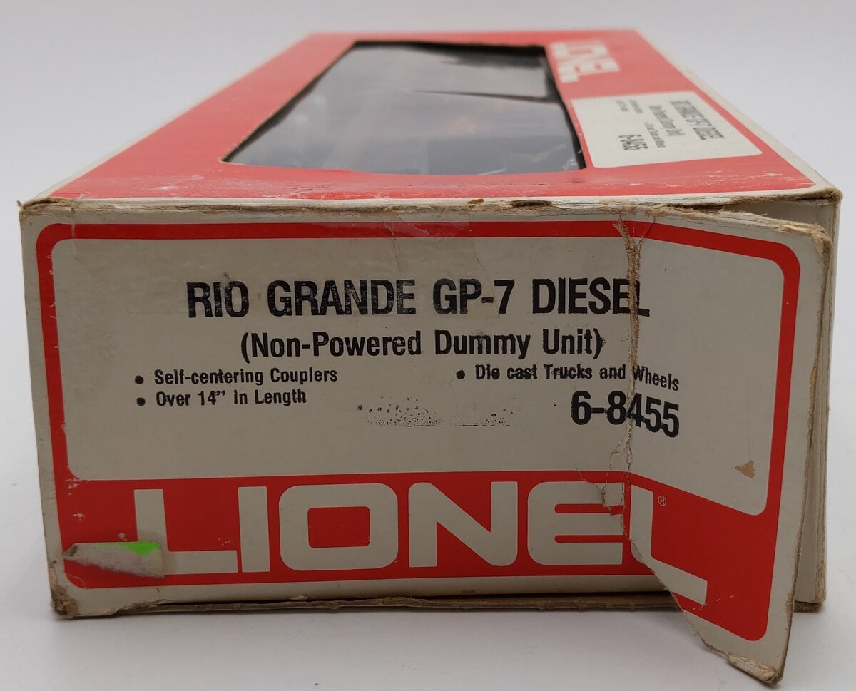 Lionel 6-8455 O Gauge Rio Grande GP-7 Dummy Diesel Locomotive #8455 VG/Box