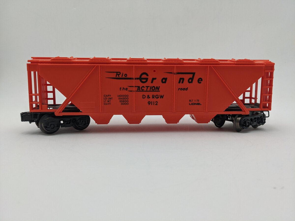 Lionel 6-9112 O Gauge Denver & Rio Grande Western Covered Long Hopper EX