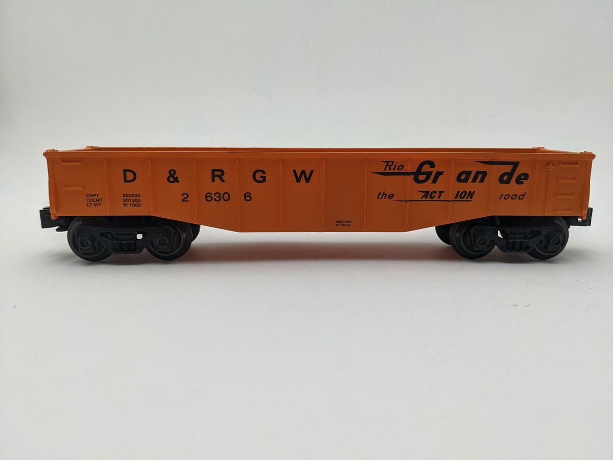 Lionel 6-26306 O Gauge Denver & Rio Grande Western Gondola EX