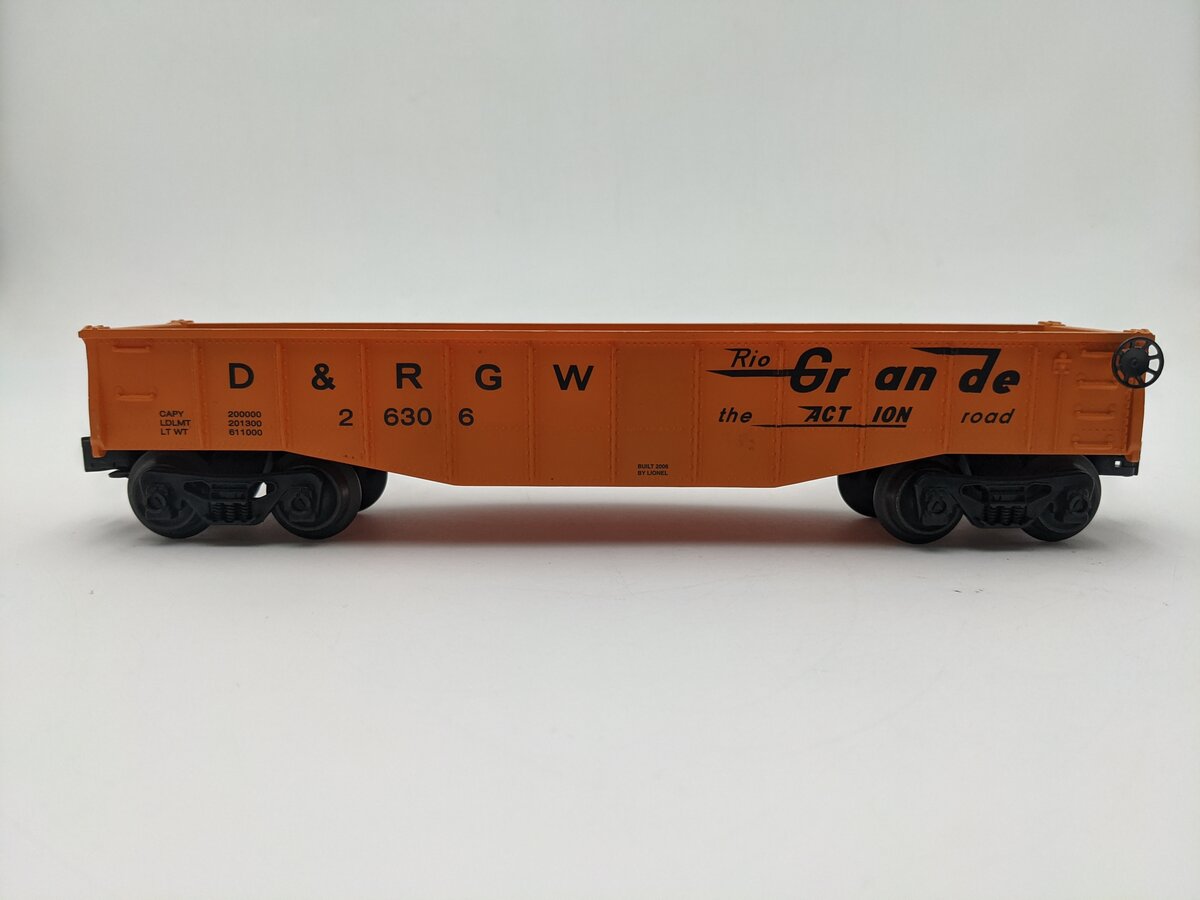 Lionel 6-26306 O Gauge Denver & Rio Grande Western Gondola EX