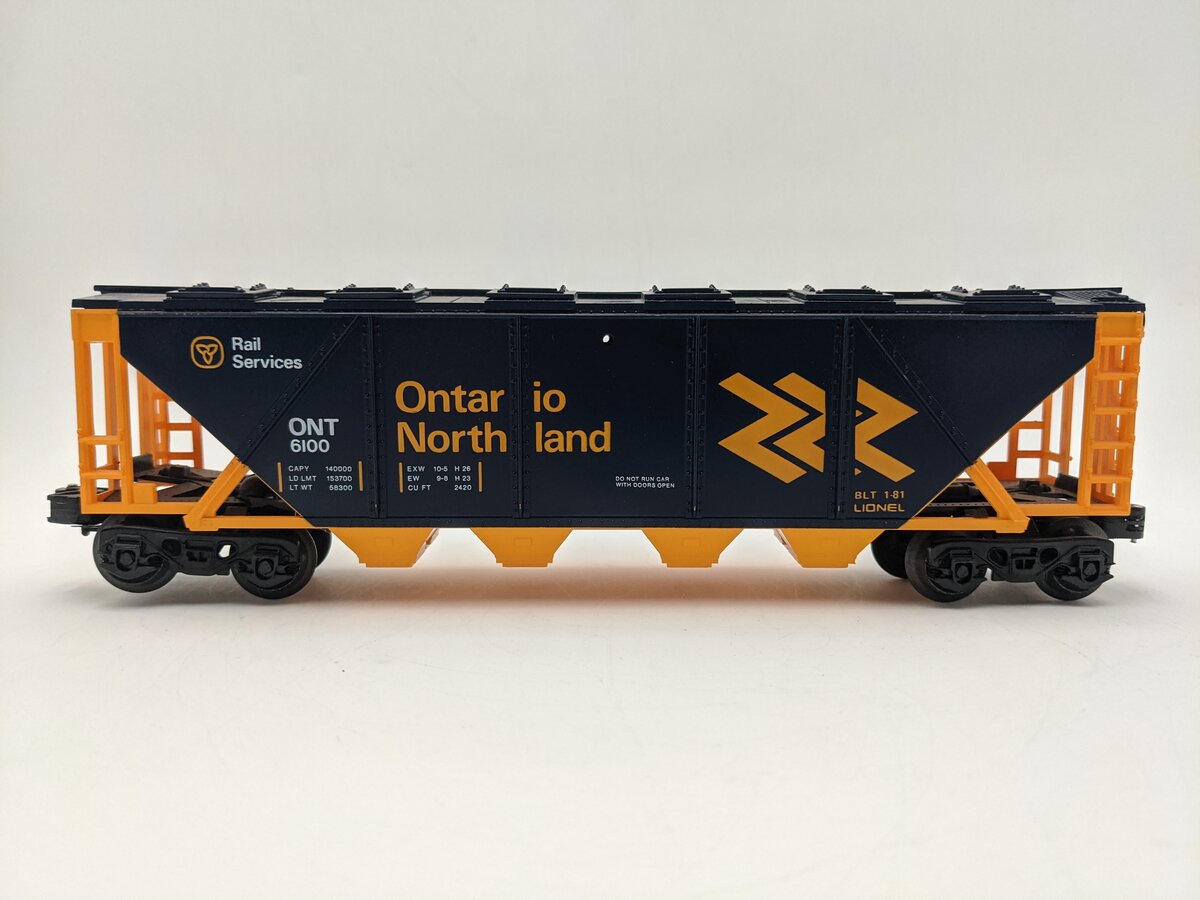 Lionel 6-6100 O Gauge Ontario Northland Covered Quad Hopper EX