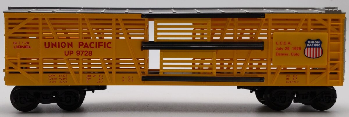 Lionel 6-9728 O Gauge Union Pacific LCCA Bi-level Stock Convention Car #9728 EX/Box