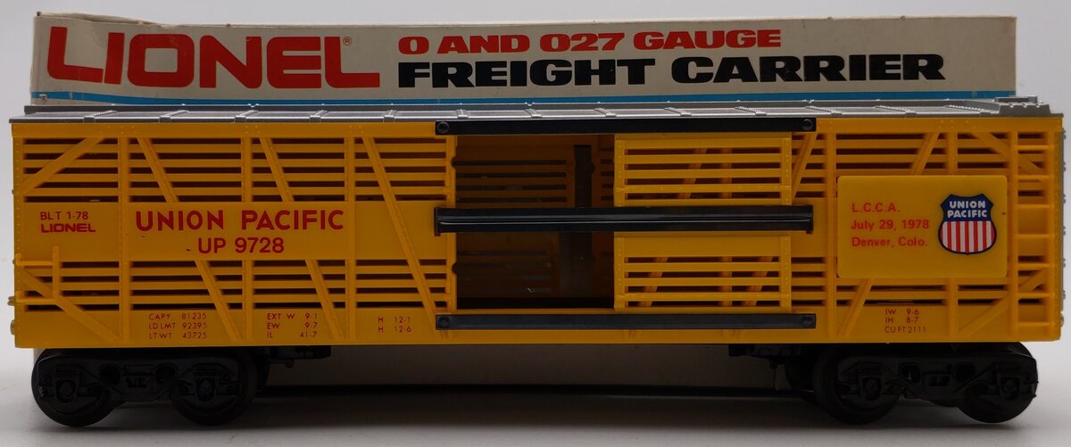 Lionel 6-9728 O Gauge Union Pacific LCCA Bi-level Stock Convention Car #9728 EX/Box