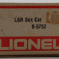 Lionel 6-9752 O Gauge Louisville and Nashville Boxcar LN/Box