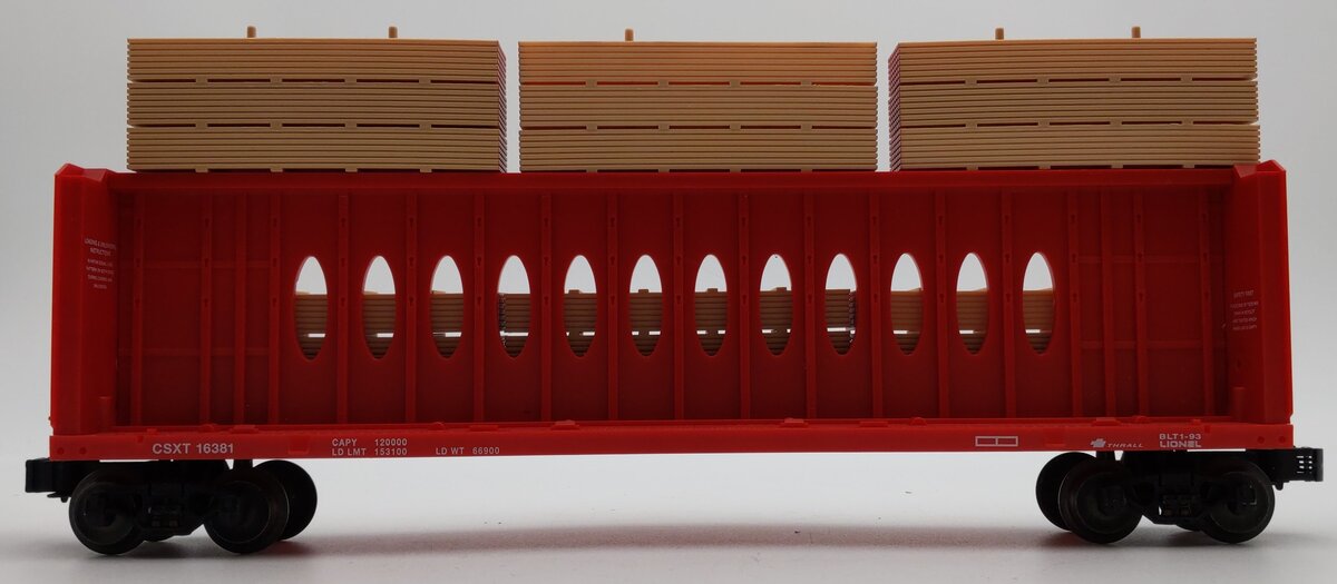 Lionel 6-16381 O Gauge CSXT Center I-Beam Flatcar w/ Wood Load LN/Box