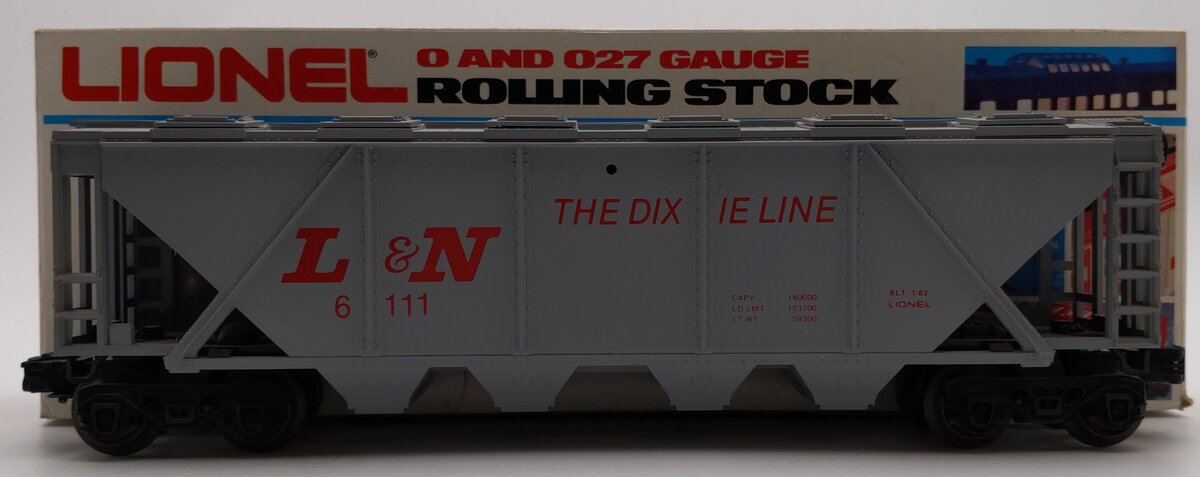 Lionel 6-6111 O Gauge Louisville & Nashville Gray Covered Hopper EX/Box