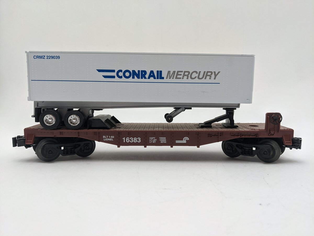 Lionel 6-16383 O Gauge Conrail Flatcar w/Trailer EX