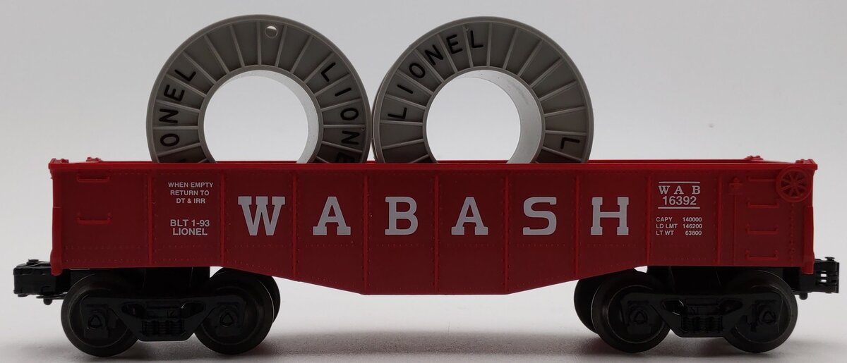 Lionel 6-16392 O Gauge Wabash Gondola CUSTOM With Reels EX/Box