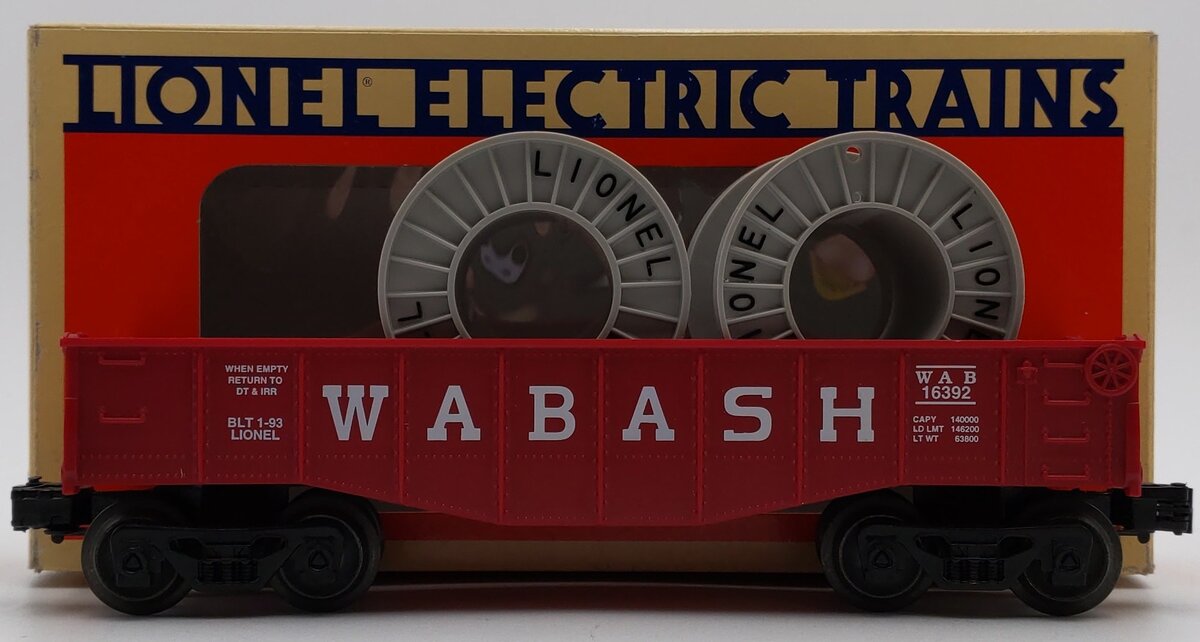 Lionel 6-16392 O Gauge Wabash Gondola CUSTOM With Reels EX/Box