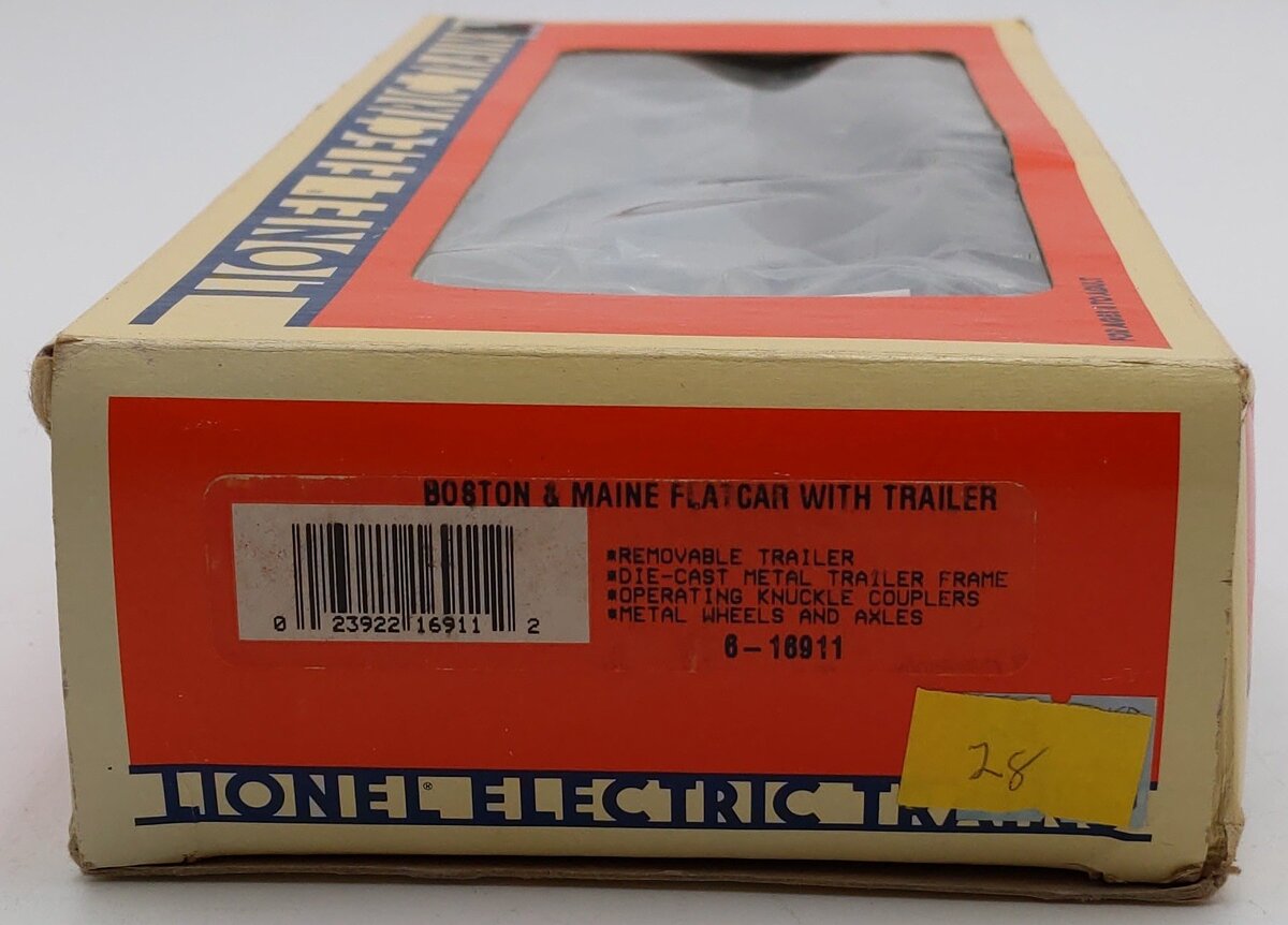 Lionel 6-16911 O Gauge Boston & Maine Flatcar with Piggyback Trailer EX/Box