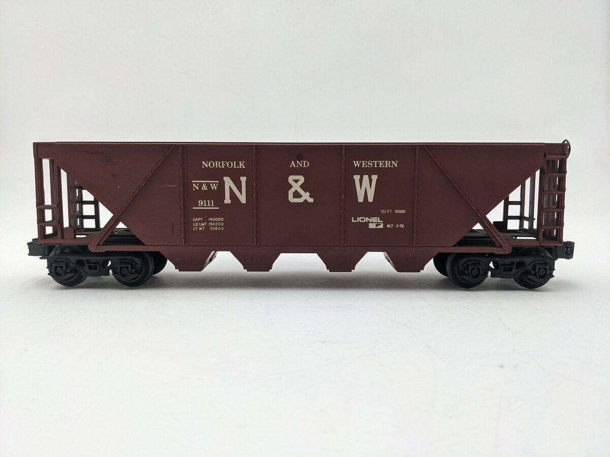 Lionel 6-9111 O Gauge Norfolk and Western 4-Bay Hopper #9111 VG