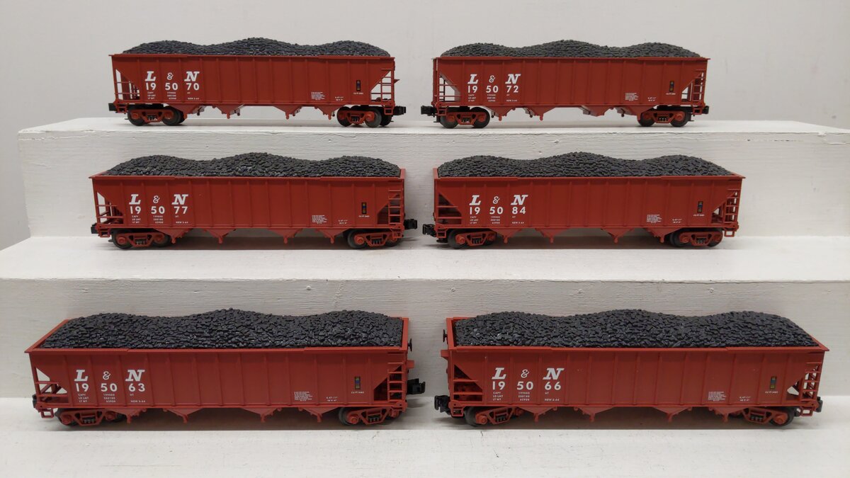 MTH 20-97081 O Louisville & Nashville Premier 4-Bay Hopper Car Set (Set of 6) EX