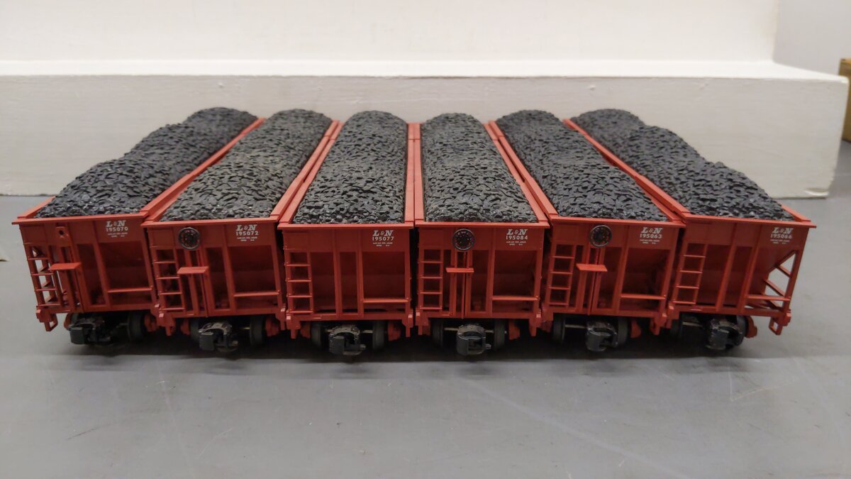 MTH 20-97081 O Louisville & Nashville Premier 4-Bay Hopper Car Set (Set of 6) EX