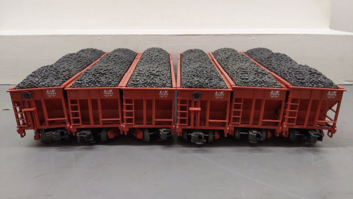 MTH 20-97081 O Louisville & Nashville Premier 4-Bay Hopper Car Set (Set of 6) EX
