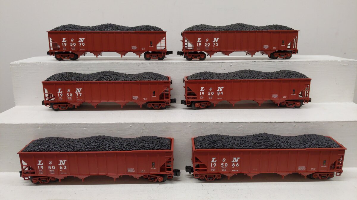 MTH 20-97081 O Louisville & Nashville Premier 4-Bay Hopper Car Set (Set of 6) EX