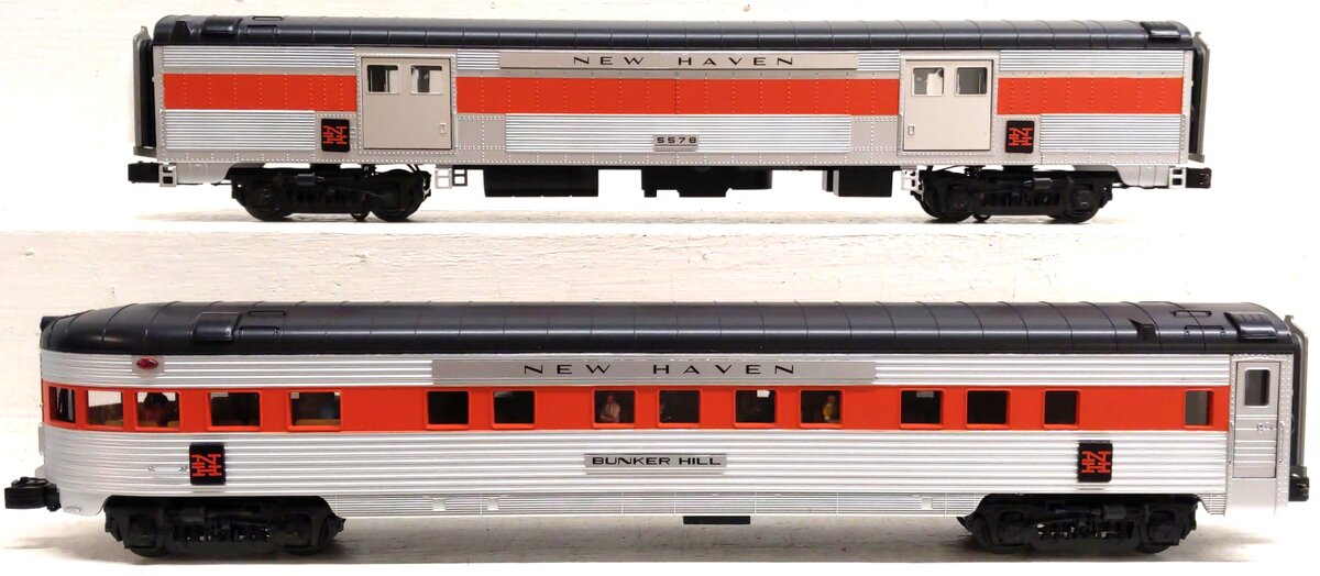 MTH 20-5666a O New Haven 2-Car 70' Streamlined Baggage/Observation Passenger Set LN/Box