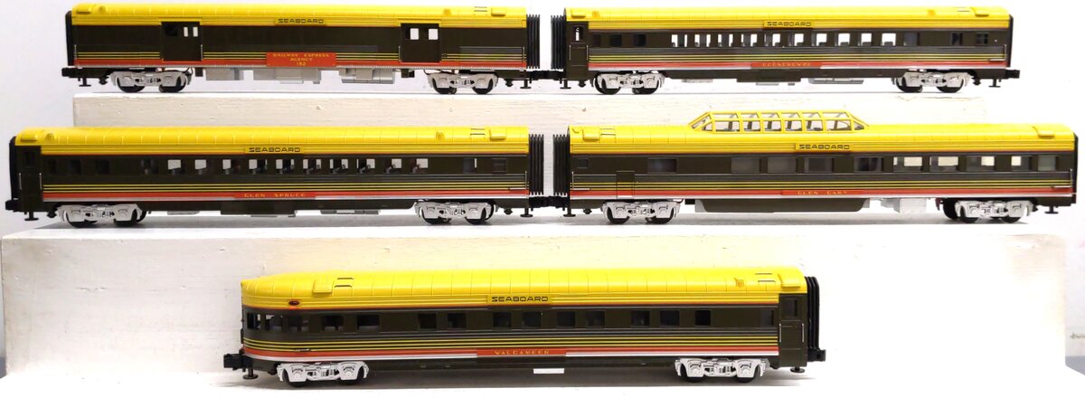 MTH 20-6515 O Gauge Seaboard 70' ABS Streamlined Passenger 5-Car Set EX/Box