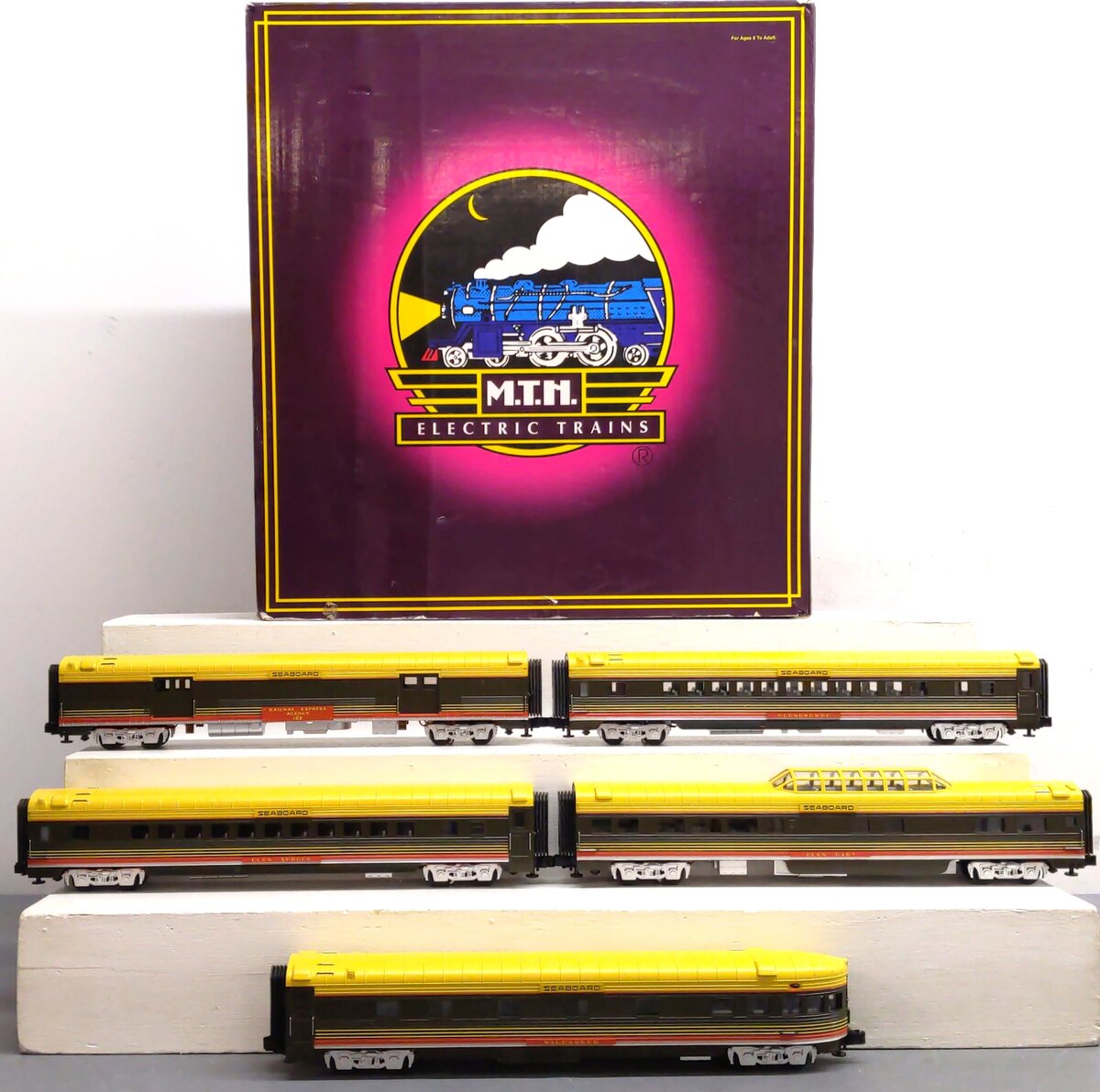 MTH 20-6515 O Gauge Seaboard 70' ABS Streamlined Passenger 5-Car Set EX/Box