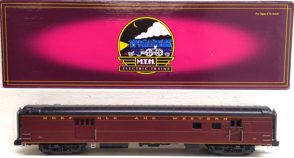 MTH 20-68145 O Norfolk & Western 70’ ABS RPO Passenger Car (Smooth) EX/Box