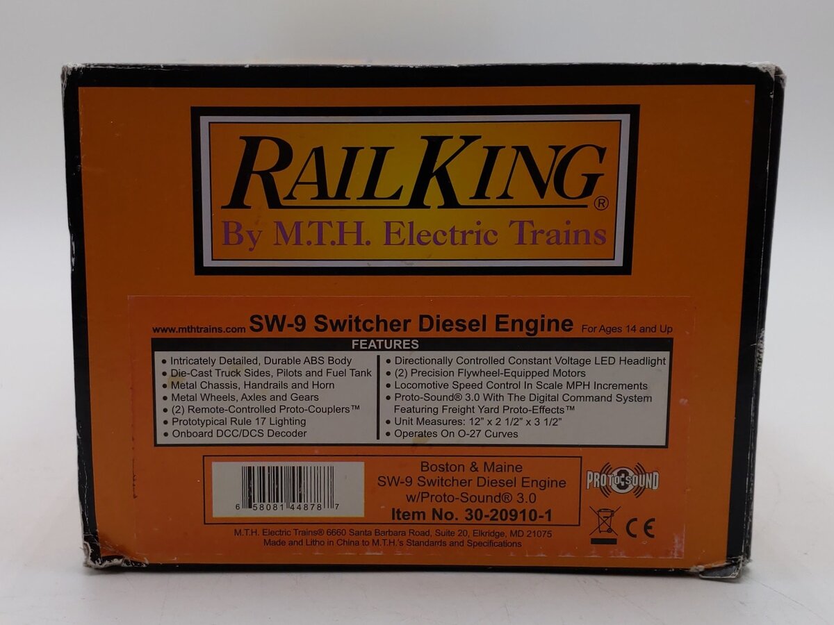 MTH 30-20910-1 O B&M SW-9 Switcher Diesel Locomotive with Proto-Sound 3.0 #1228 LN/Box