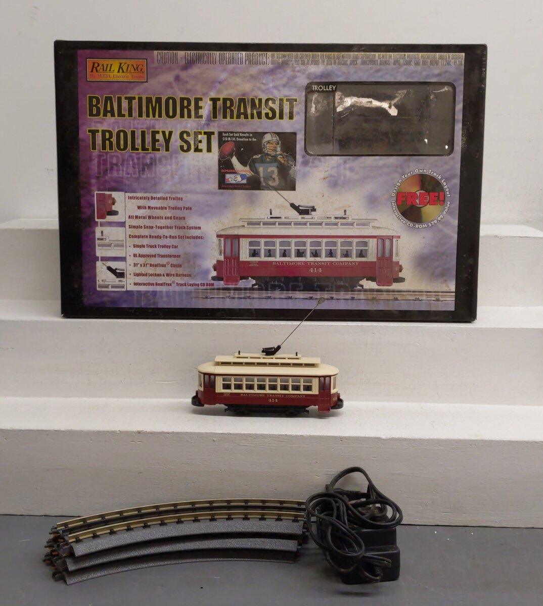 MTH 30-4027-0 Baltimore Transit Trolley Set w/Bumper reverse VG/Box